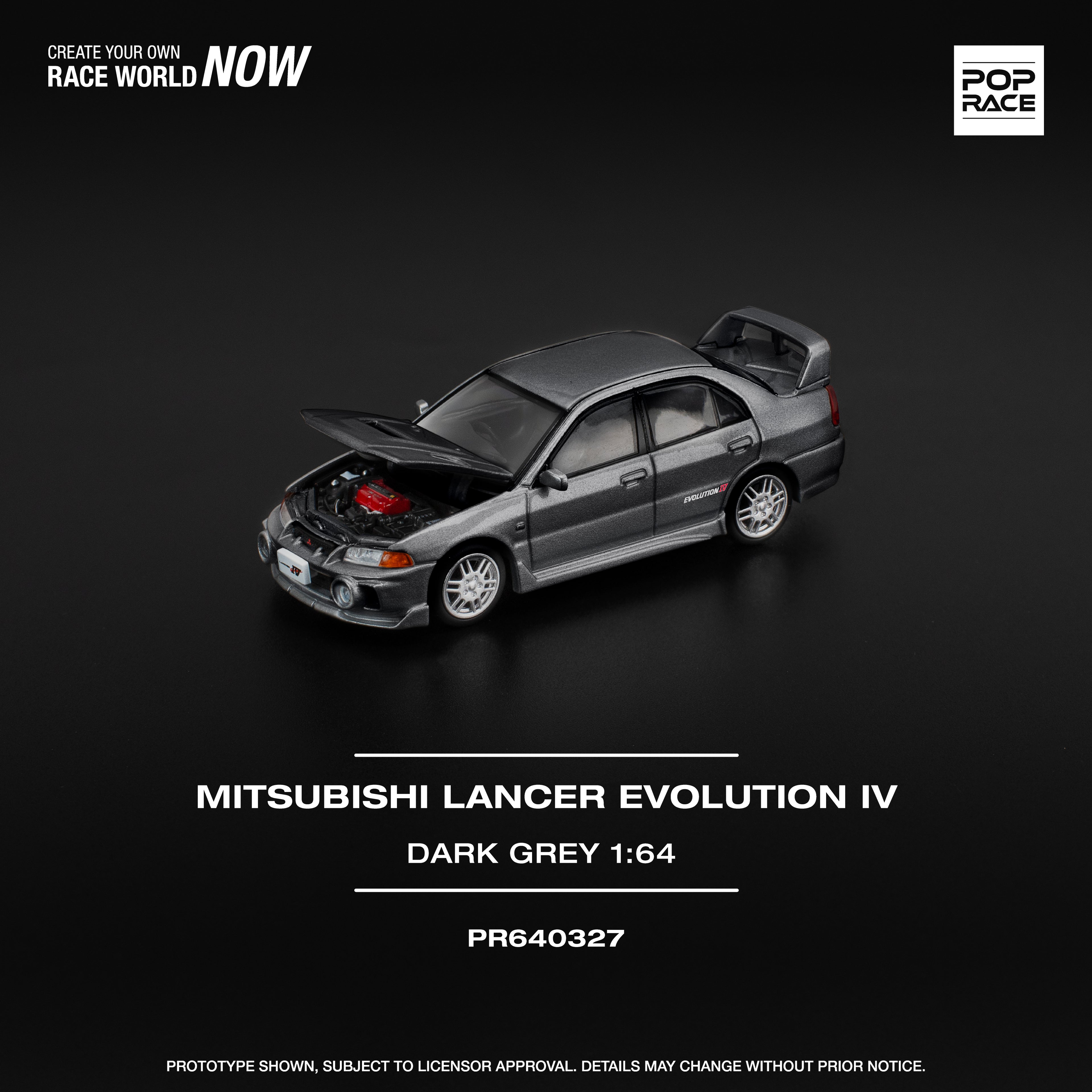 POP RACE MITSUBISHI LANCER EVOLUTION IV GRIS OSCURO PR640327