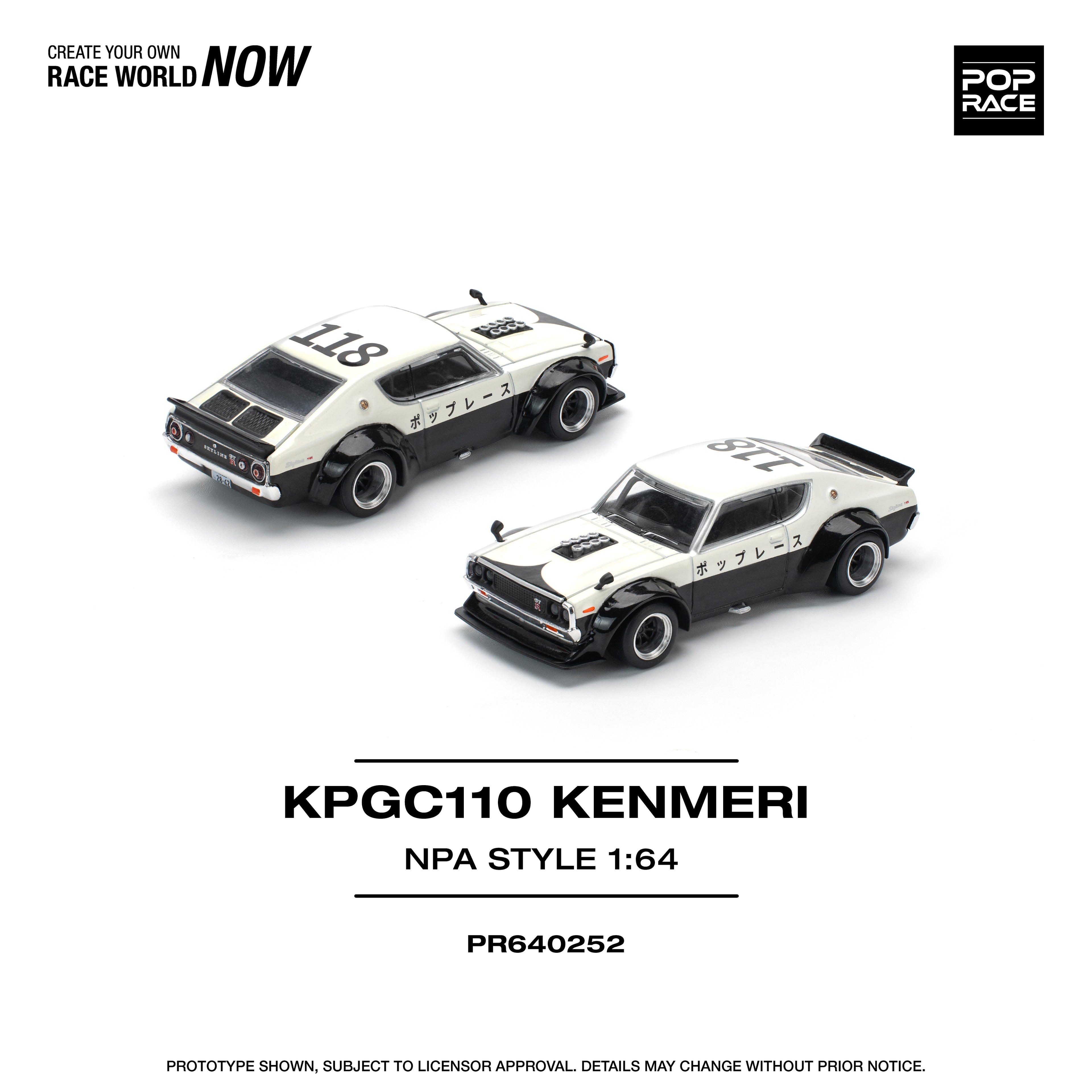 POP RACE 1/64 SKYLINE GT-R V8 DRIFT KENMERI NPA STYLE