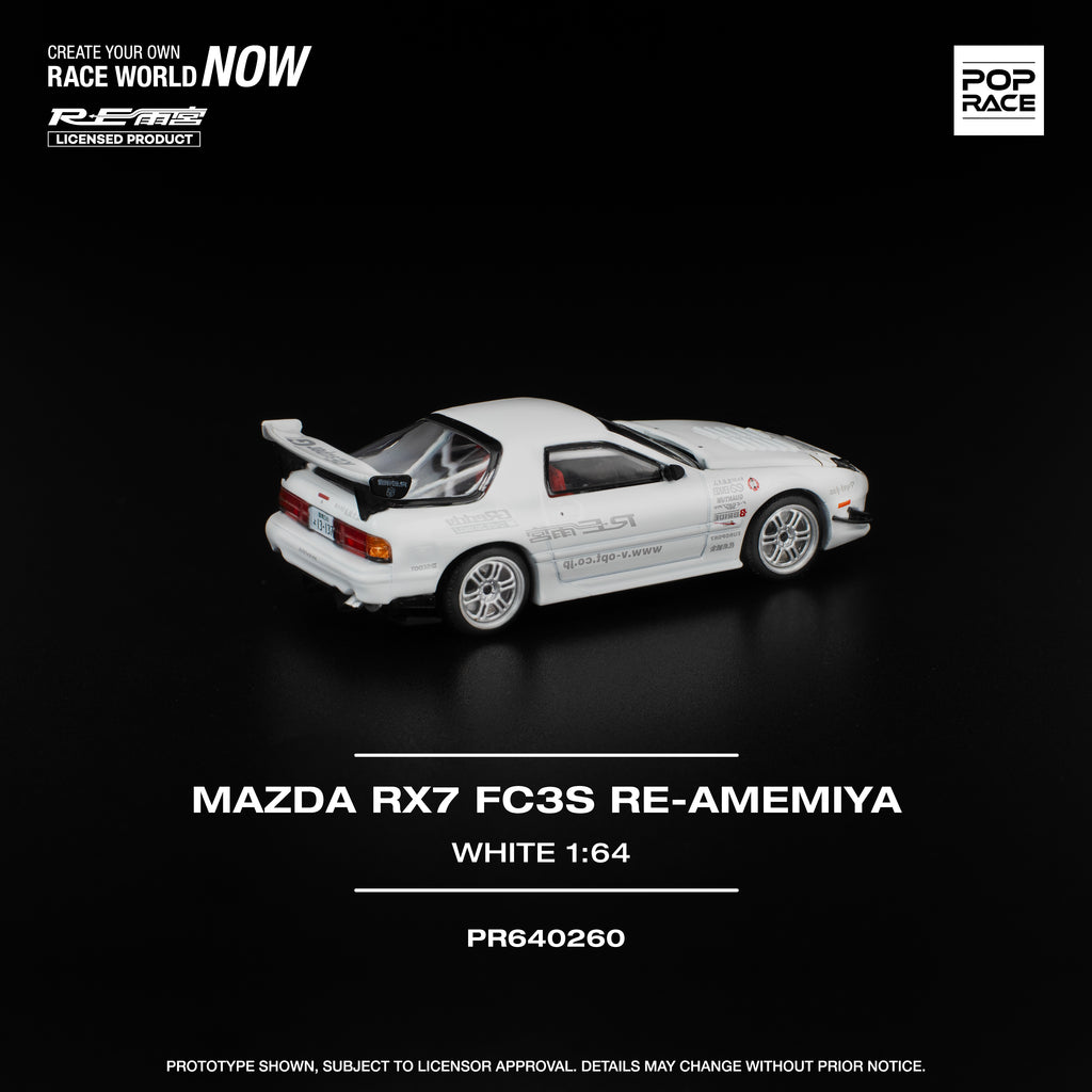 POP RACE 1/64 MAZDA RX7 FC3S RE-AMEMIYA WHITE
