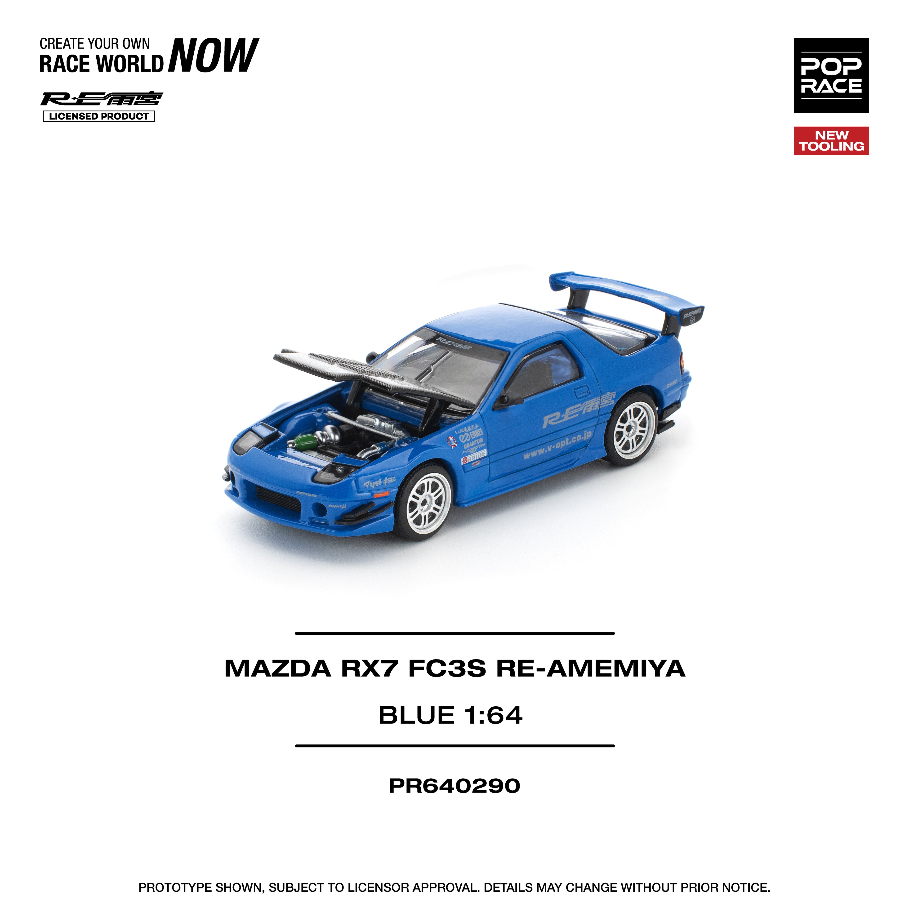 POP RACE 1/64 MAZDA RX7 FC3S RE-AMEMIYA RE-AMEMIYA BLUE