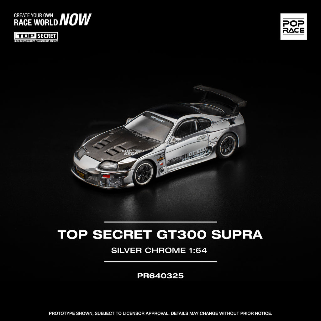 Pop Race Top Secret GT300 Supra Silver Chrome PR640325 1/64