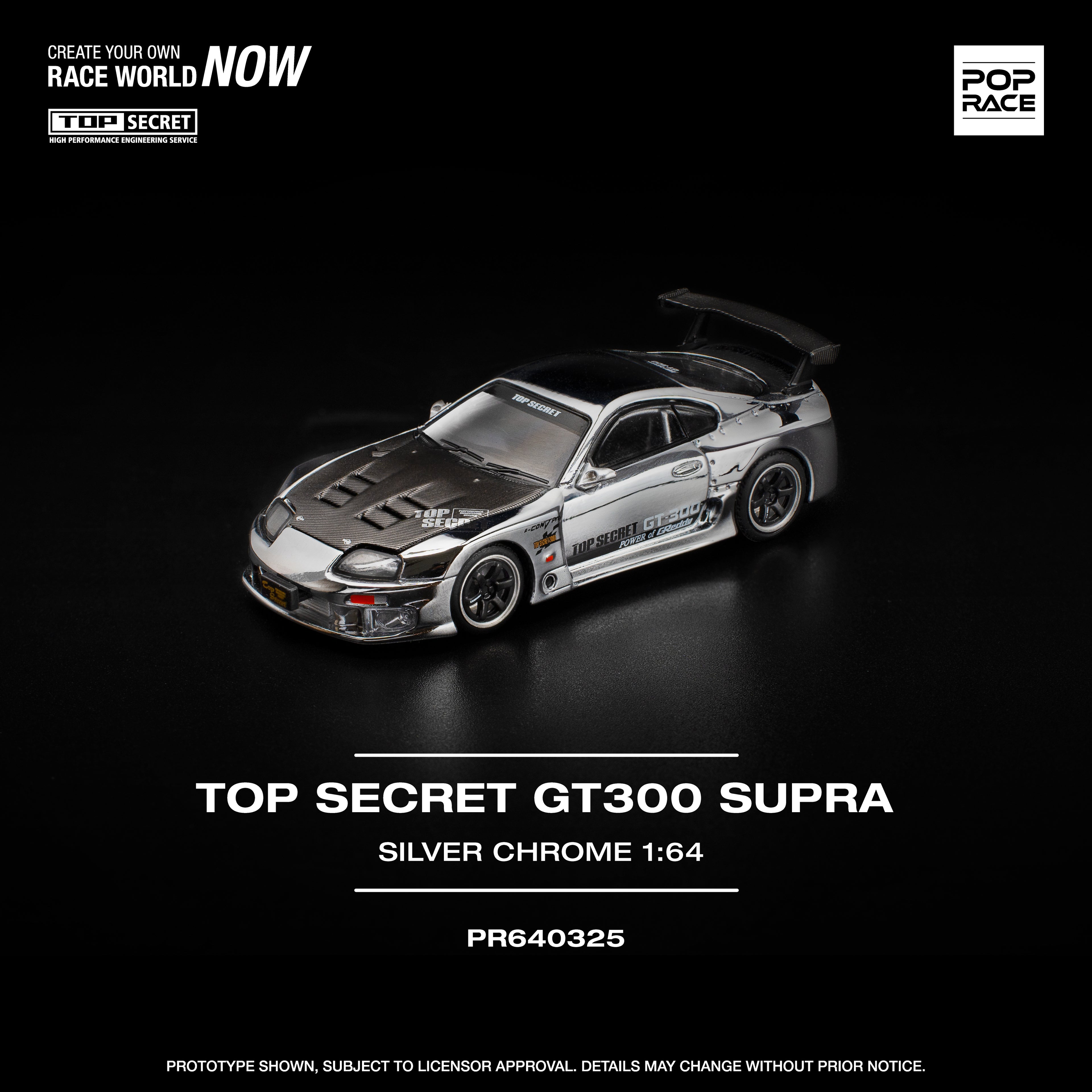 Pop Race Top Secret GT300 Supra Silver Chrome PR640325 1/64