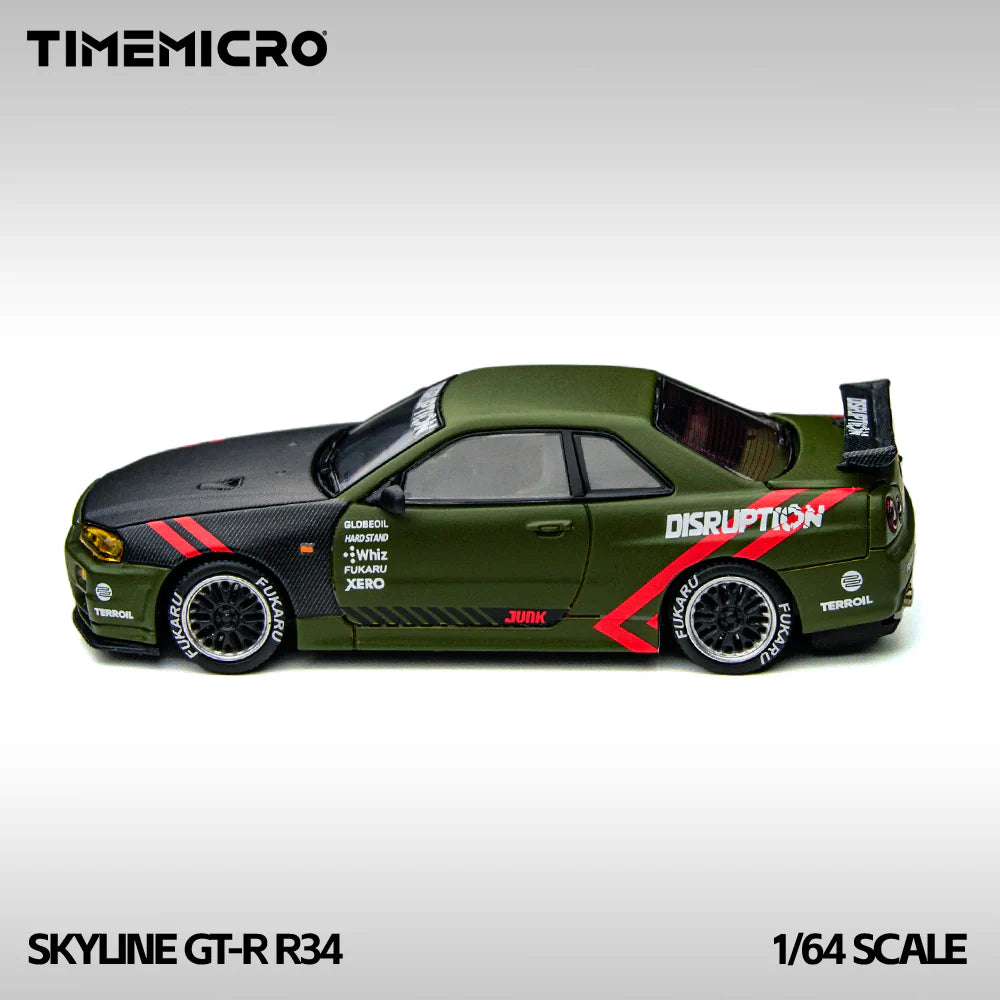 TIMEMICRO 1:64 Nissan Skyline GTR R34 Matte Green