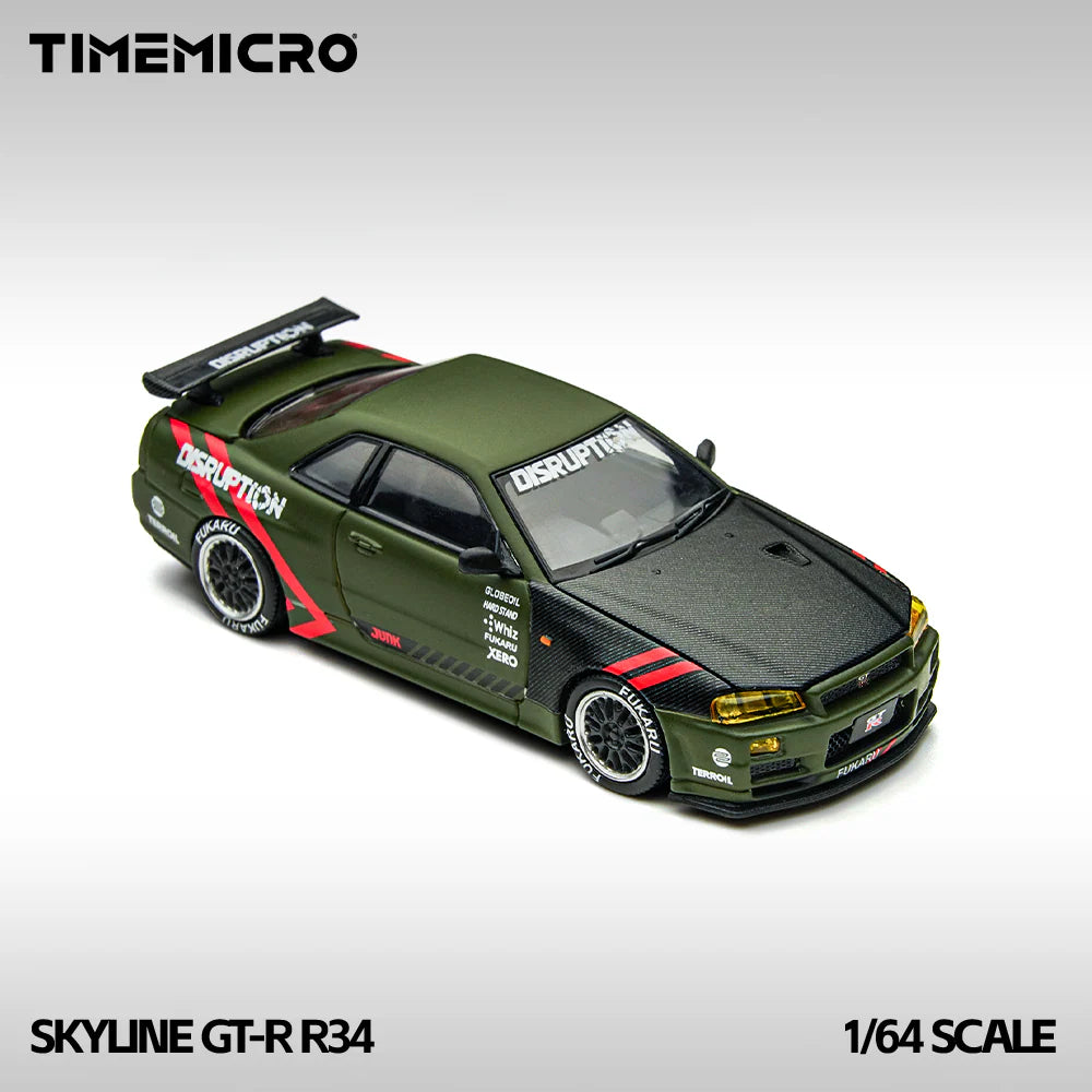 TIMEMICRO 1:64 Nissan Skyline GTR R34 Matte Green