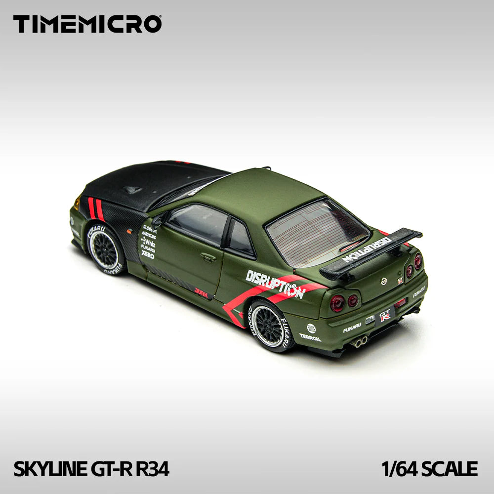 TIMEMICRO 1:64 Nissan Skyline GTR R34 Matte Green