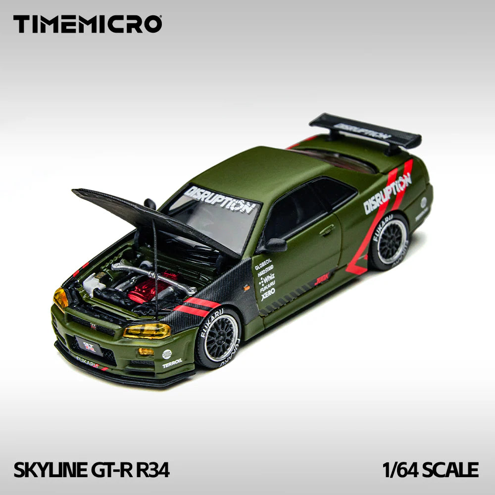 TIMEMICRO 1:64 Nissan Skyline GTR R34 Matte Green