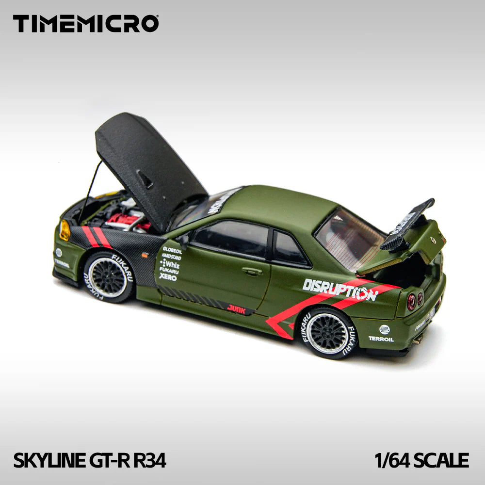 TIMEMICRO 1:64 Nissan Skyline GTR R34 Matte Green