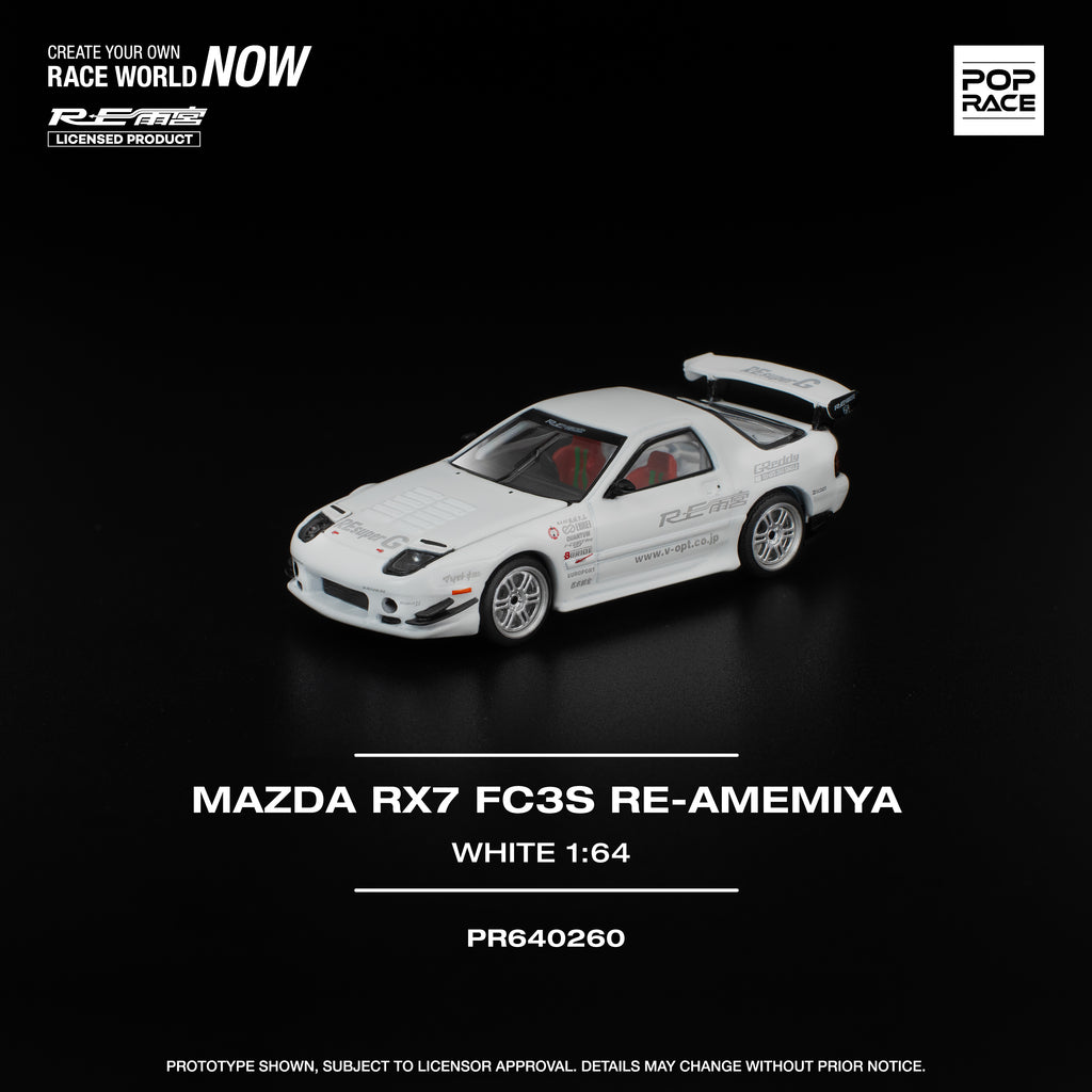 POP RACE 1/64 MAZDA RX7 FC3S RE-AMEMIYA WHITE