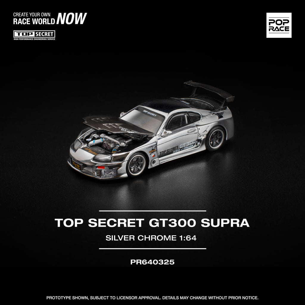 Pop Race Top Secret GT300 Supra Silver Chrome PR640325 1/64