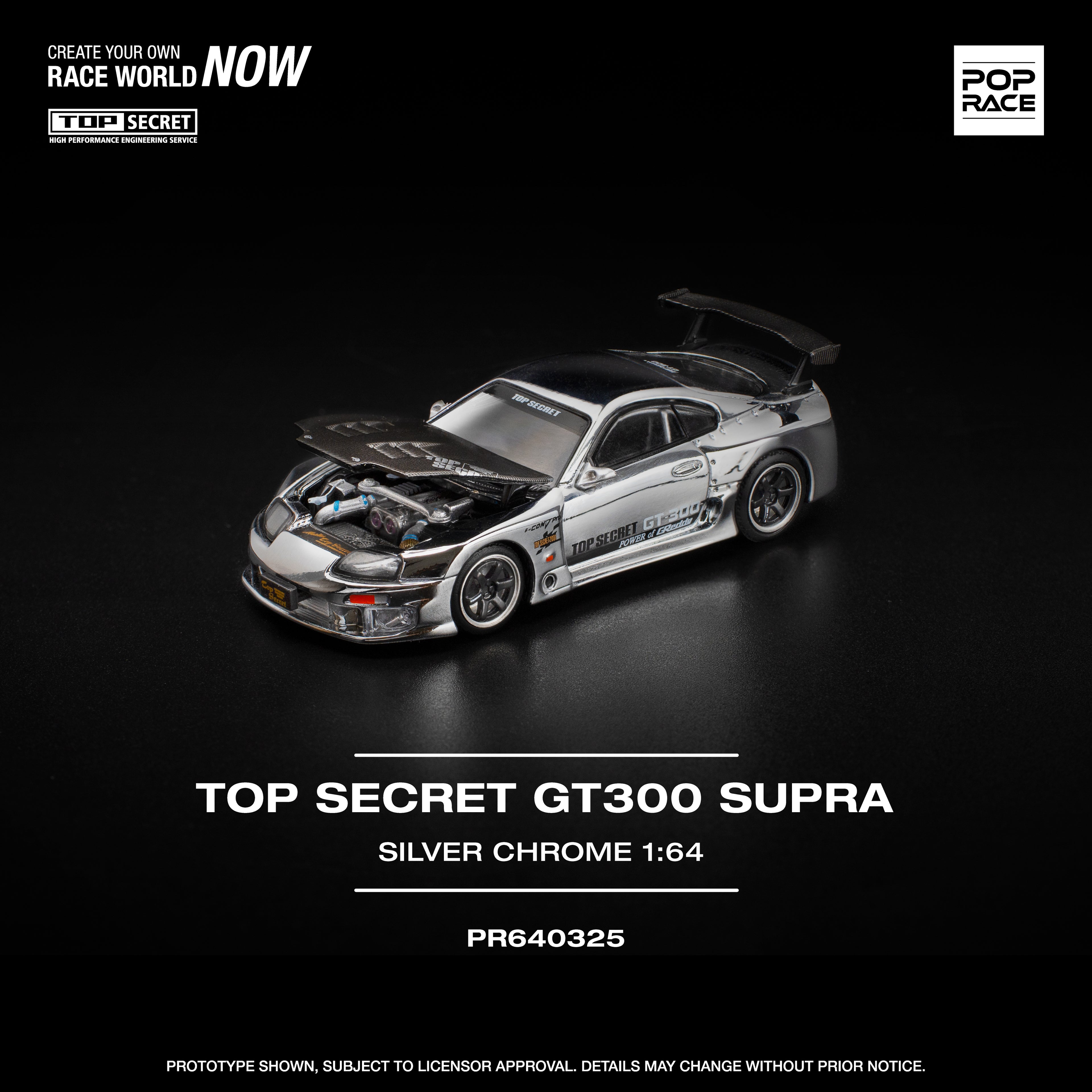 Pop Race Top Secret GT300 Supra Silver Chrome PR640325 1/64