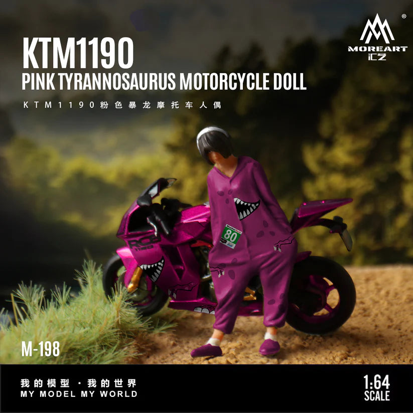 MOREART 1:64 KTM1190 Tyrannosaurus motorcycle girl Pink
