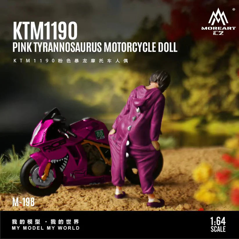 MOREART 1:64 KTM1190 Tyrannosaurus motorcycle girl Pink