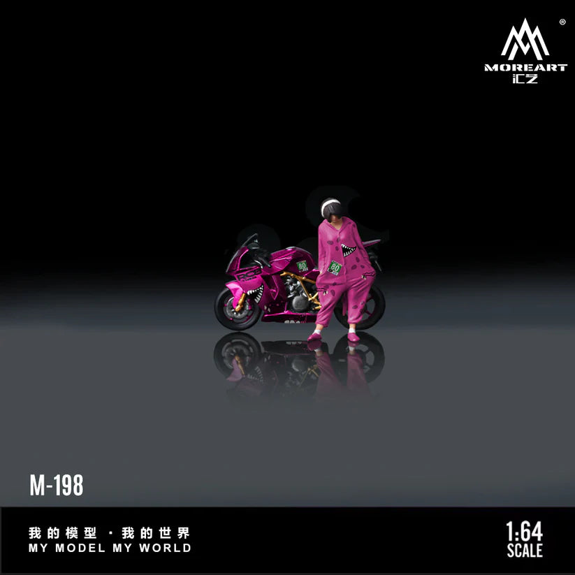 MOREART 1:64 KTM1190 Tyrannosaurus motorcycle girl Pink