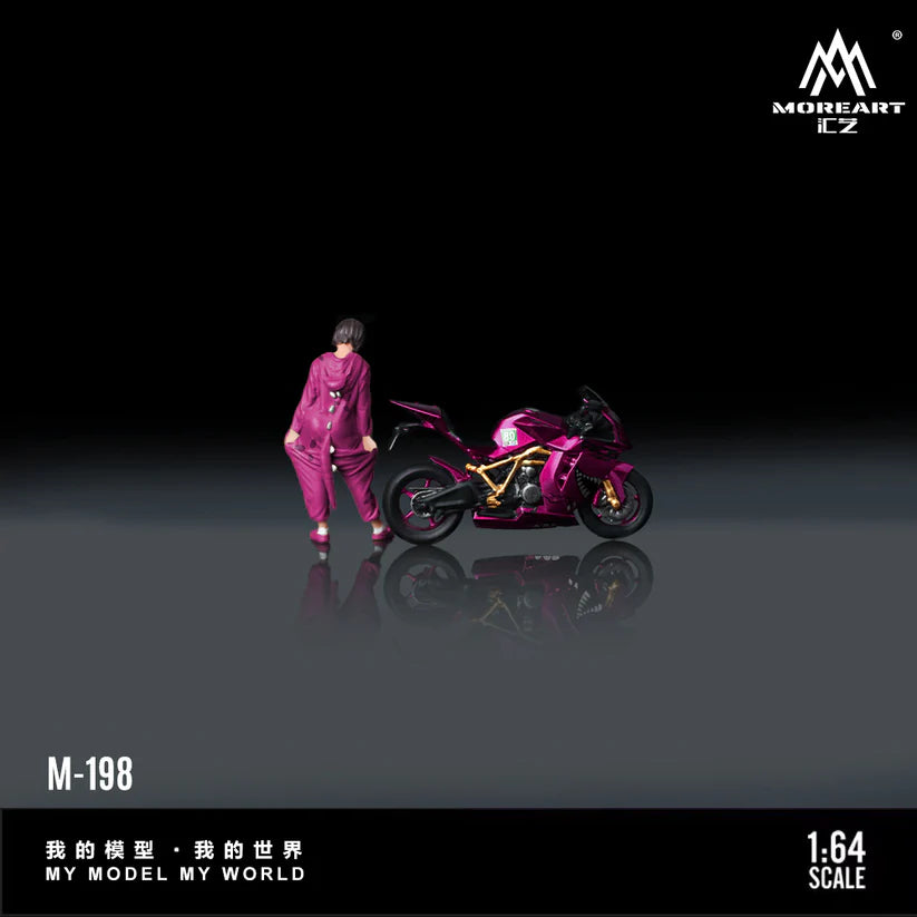 MOREART 1:64 KTM1190 Tyrannosaurus motorcycle girl Pink