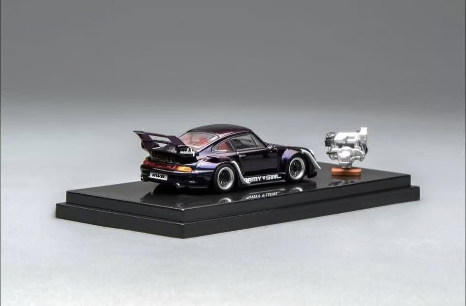 MOTORHELIX 1/64 PORSCHE RWB 993 ARMY GIRL MORADO