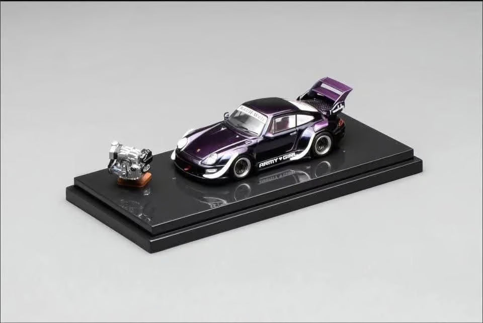 MOTORHELIX 1/64 PORSCHE RWB 993 ARMY GIRL MORADO