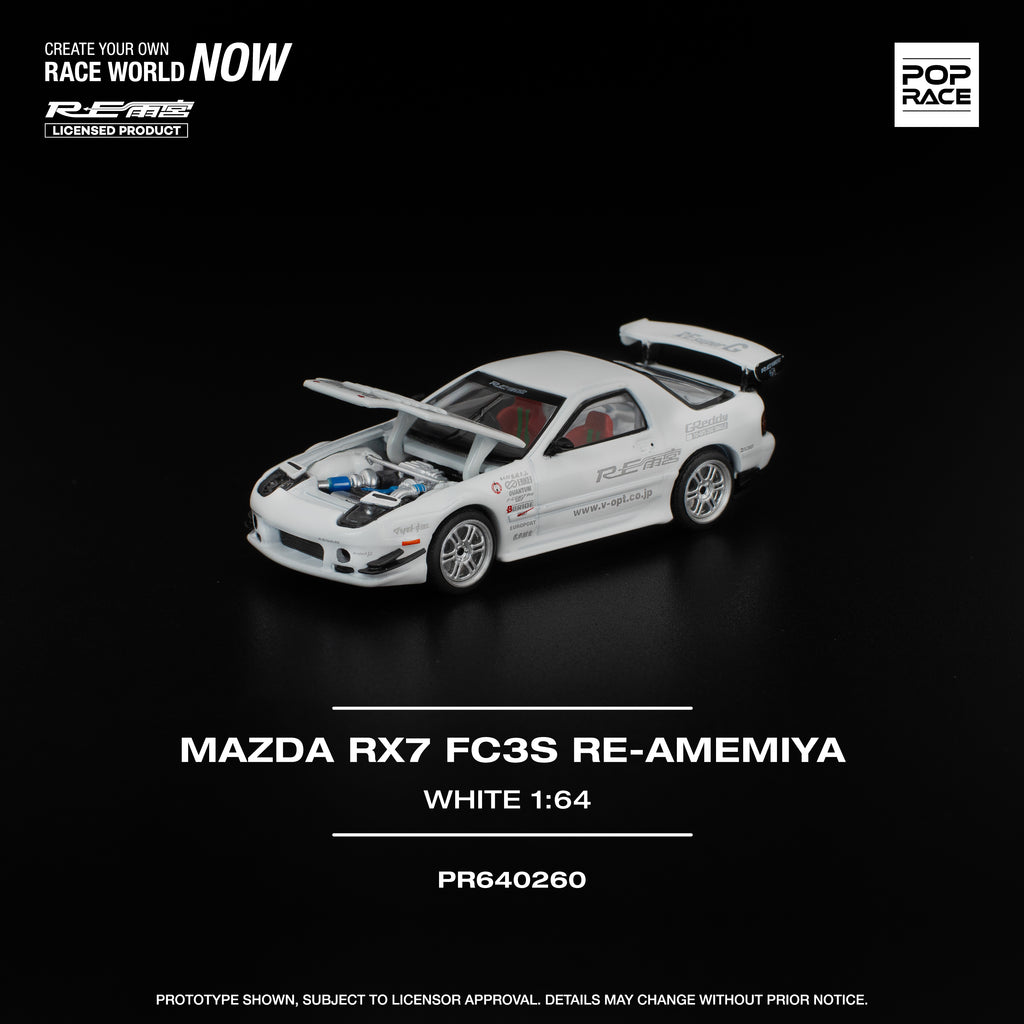 POP RACE 1/64 MAZDA RX7 FC3S RE-AMEMIYA WHITE