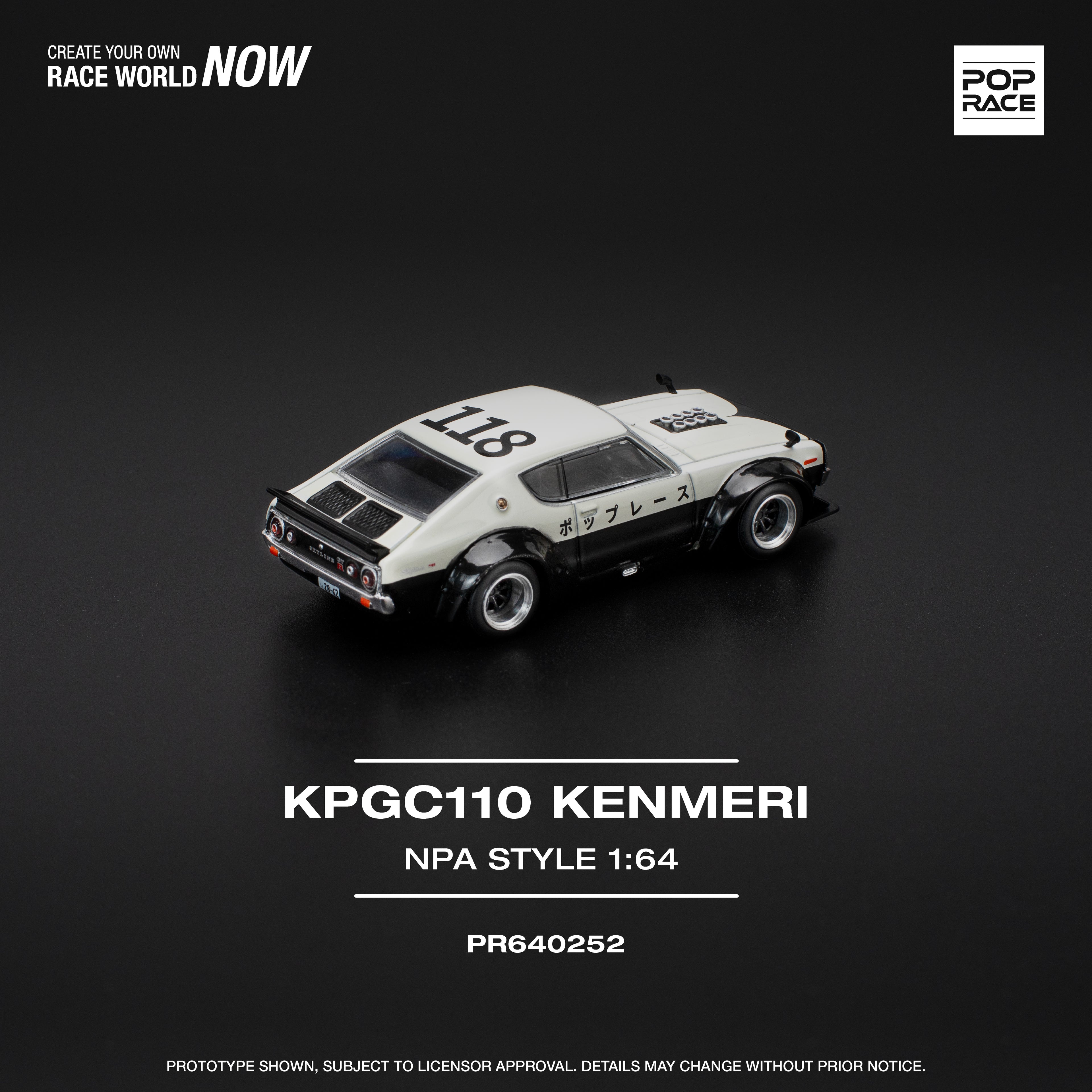 POP RACE 1/64 SKYLINE GT-R V8 DRIFT KENMERI NPA STYLE