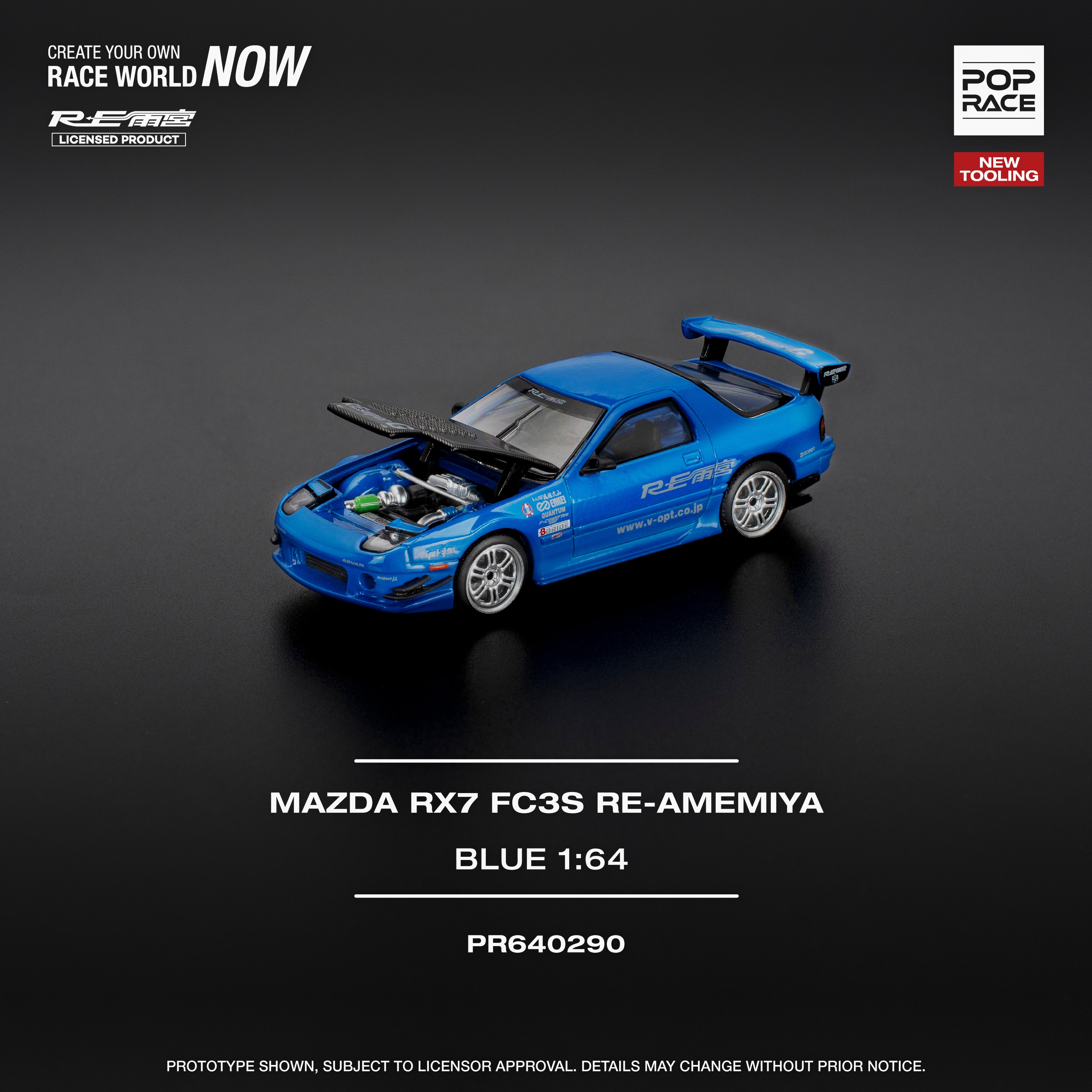 POP RACE 1/64 MAZDA RX7 FC3S RE-AMEMIYA RE-AMEMIYA BLUE