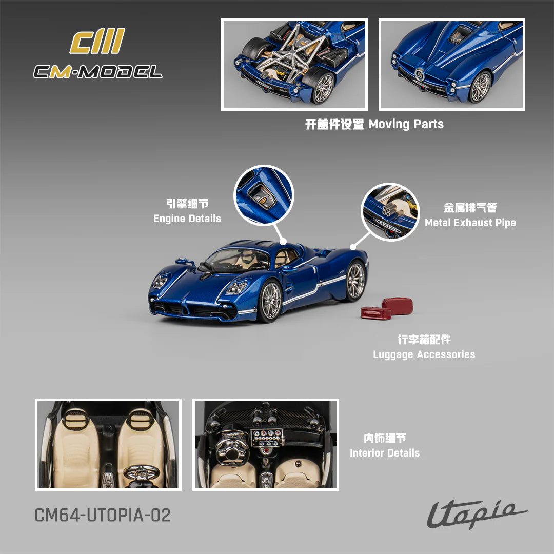 CM Model 1:64 Pagani Utopia Metallic Blue CM64-Utopia-02