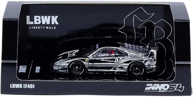 INNO64 FERRARI F40 LBWK CHROME SILVER  IN64-LBWKF40-CHS