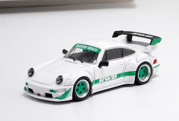 STAR MODEL PORSCHE RWB 964 WIDE BODY GT WHITE AND GREEN
