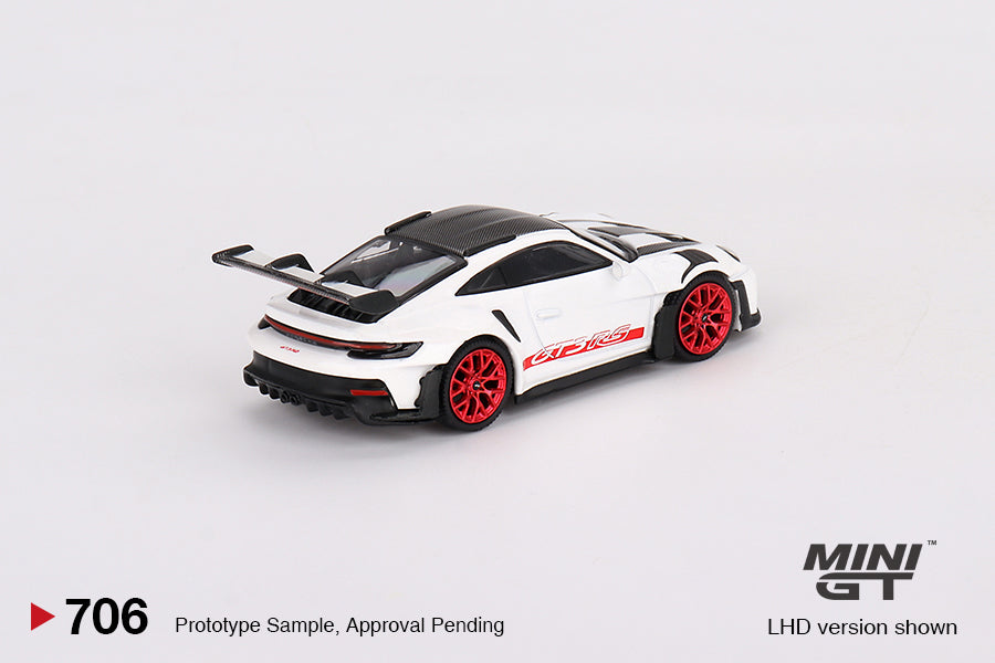 Porsche 911 (992) GT3 RS Paquete Weissach Blanco con Rojo Pyro Blister