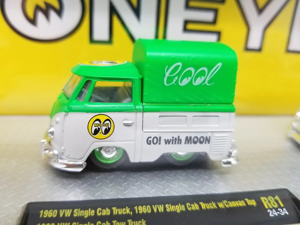 M2 Machines 1:64 1960 Volkswagen Single Cab Truck, Single Cab w/ Canvas Mooneyes