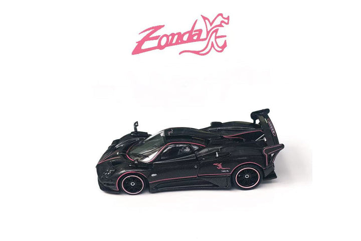 RHINO MODEL 1/64 Pagani Zonda Full Carbon con Pink Line (capó abierto, motor visible)