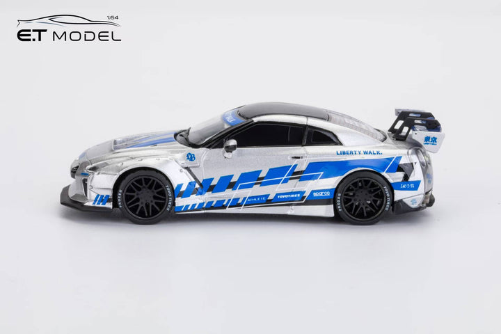 ET MODEL 1/64 NISSA GT R35 LB Widebody Modificado Versión 1.5 FNF Plata Azul