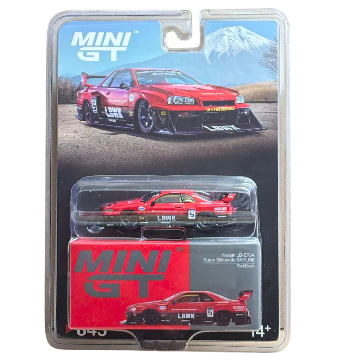 Mini GT 1:64 Nissan LB-ER34 Super Silhouette SKYLINE – Rojo/Negro – Edición Limitada Blister
