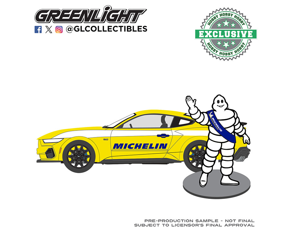 |||PREVENTA|||Greenlight 1:64 Ford Mustang GT Michelin 2024 con figura del muñeco Michelin – Exclusivo para coleccionistas (PRESENTACIÓN EN BLISTER)