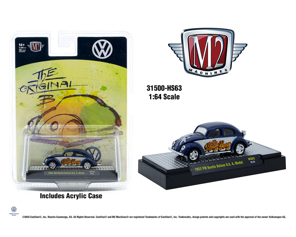 Volkswagen Beetle Deluxe de 1953, edición "El Escarabajo Babosa", escala 1:64, M2 Machines – Exclusivo para aficionados