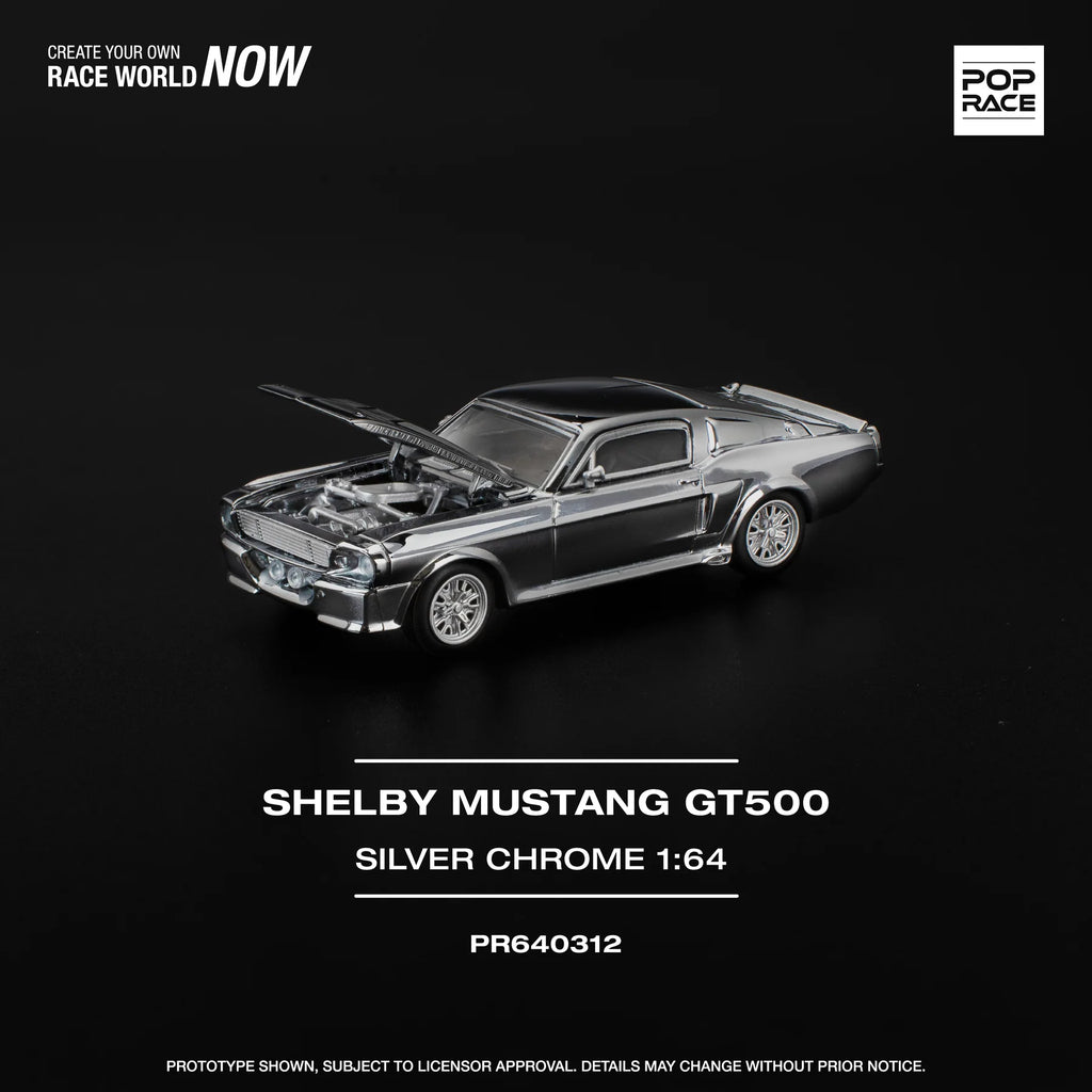 POPRACE 1:64 SHELBY MUSTANG GT500 - CROMO PLATA PR640312