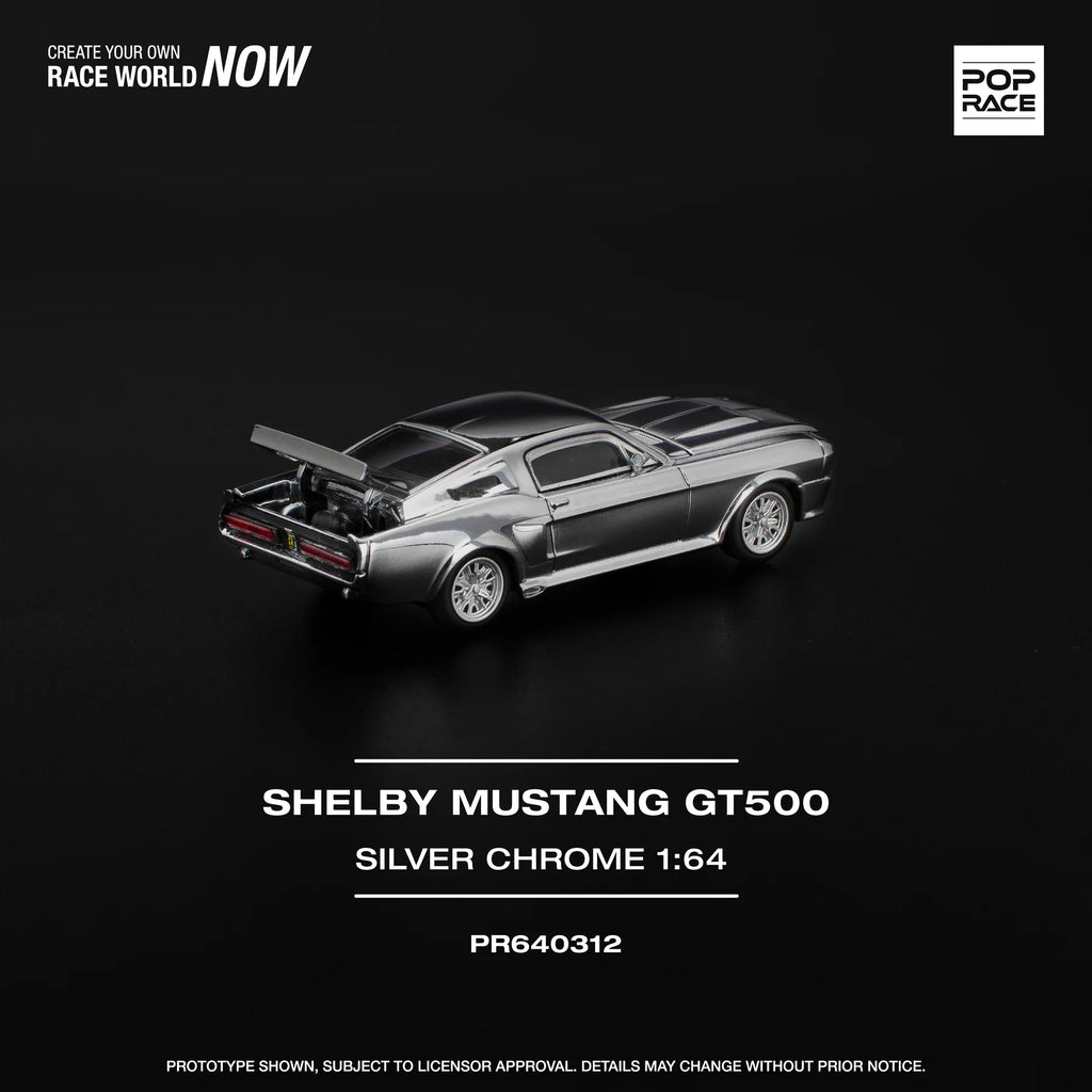POPRACE 1:64 SHELBY MUSTANG GT500 - CROMO PLATA PR640312