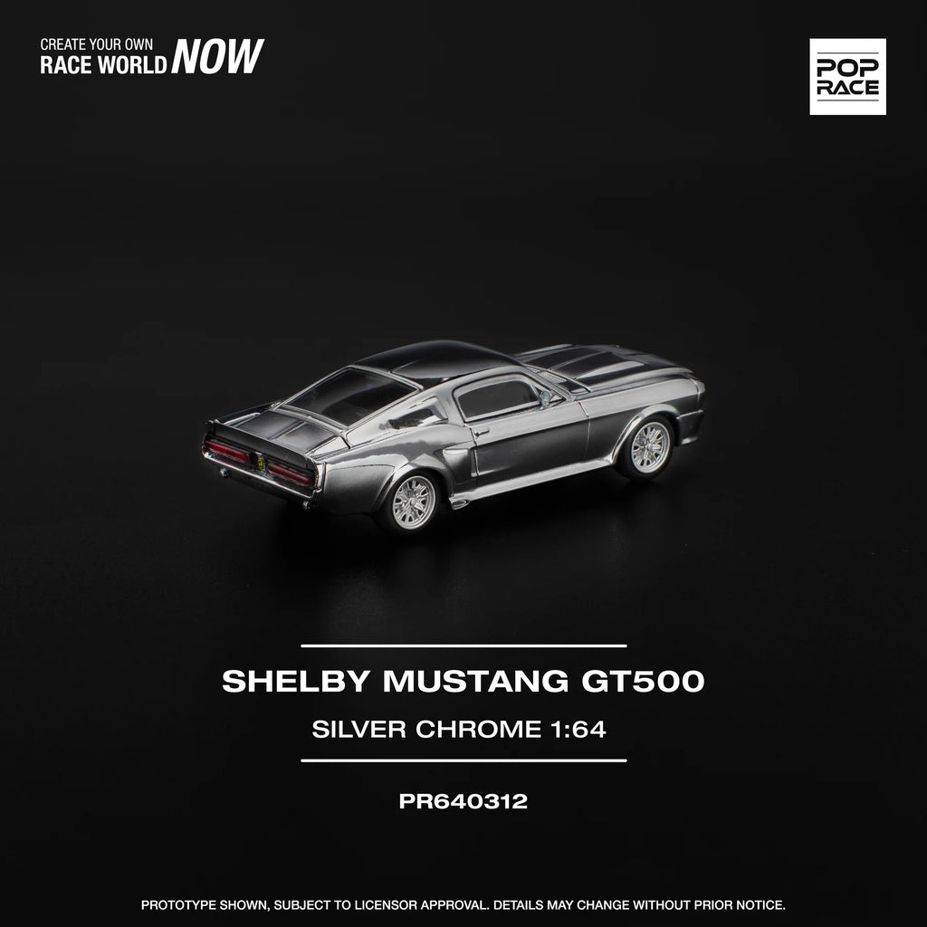 POPRACE 1:64 SHELBY MUSTANG GT500 - CROMO PLATA PR640312