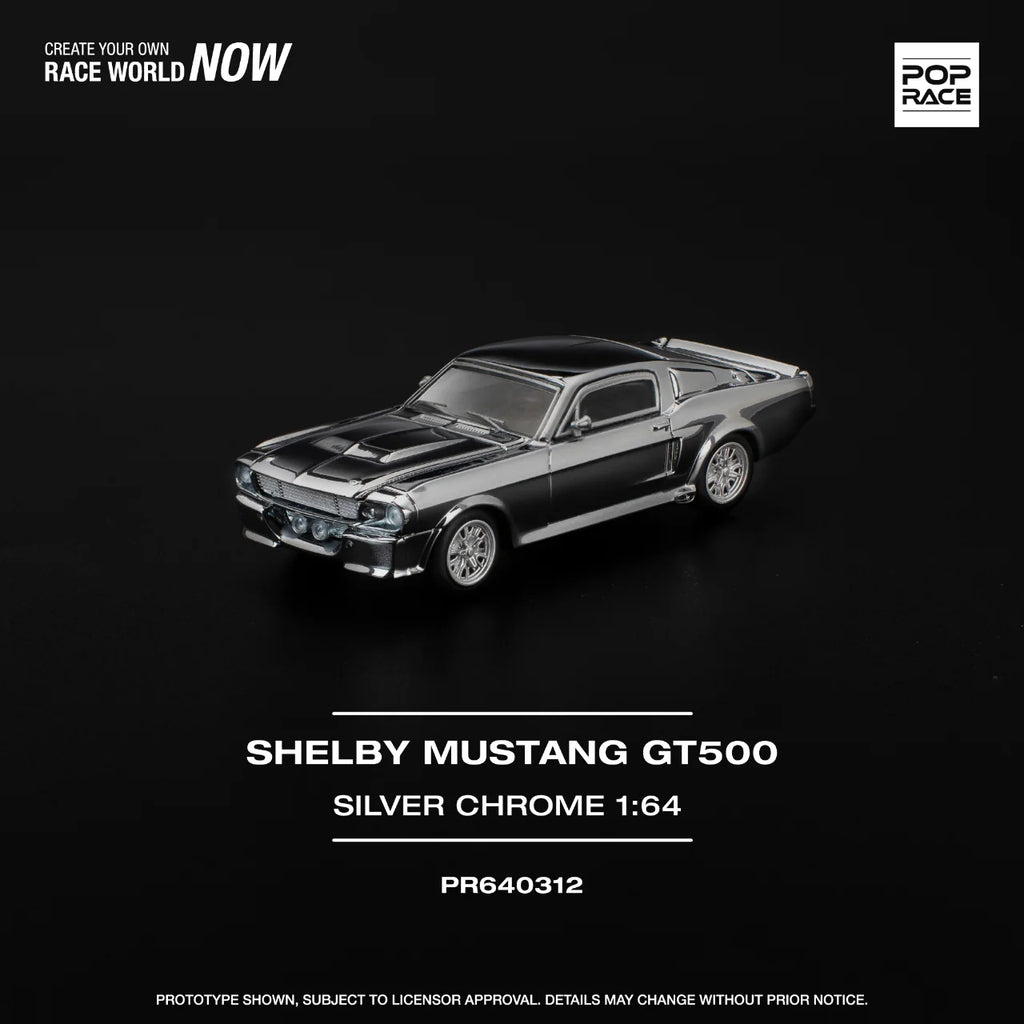 POPRACE 1:64 SHELBY MUSTANG GT500 - CROMO PLATA PR640312