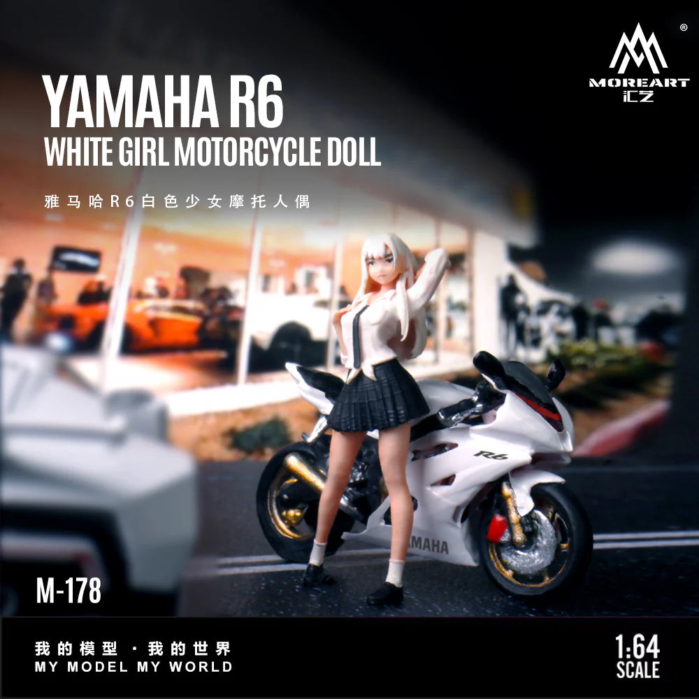 MOREART 1:64 AYAMAHA RGWHITE GIRL MOTORCYCLE DOLL