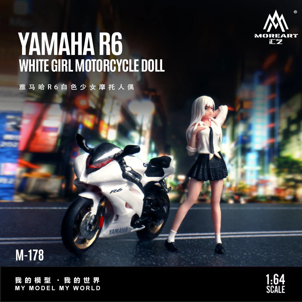 MOREART 1:64 AYAMAHA RGWHITE GIRL MOTORCYCLE DOLL