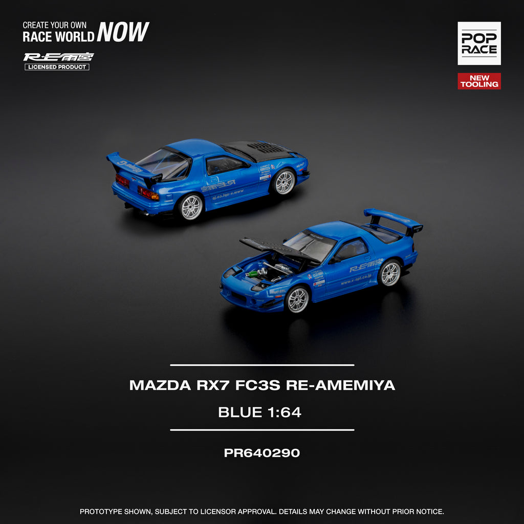 POP RACE 1/64 MAZDA RX7 FC3S RE-AMEMIYA RE-AMEMIYA BLUE