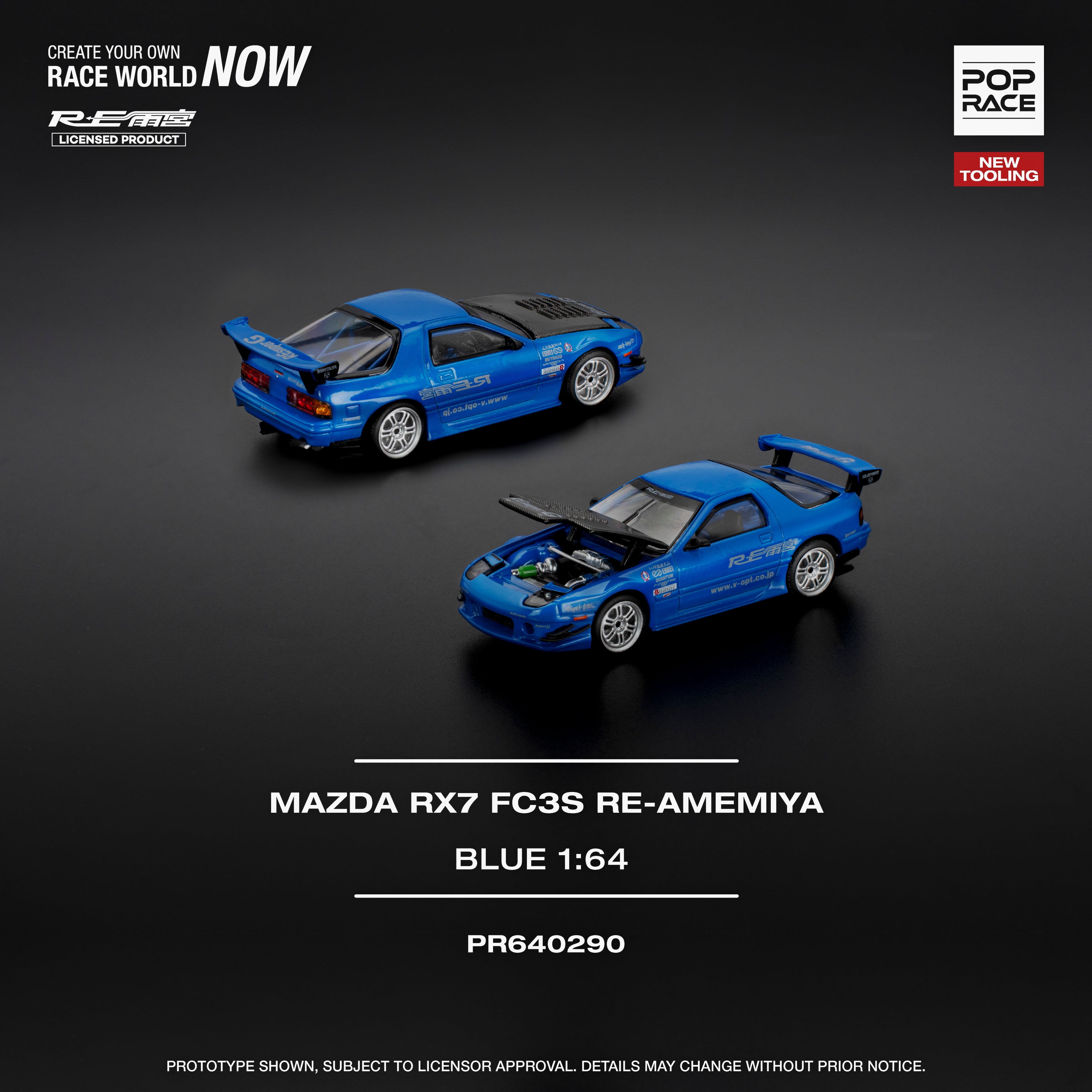 POP RACE 1/64 MAZDA RX7 FC3S RE-AMEMIYA RE-AMEMIYA BLUE