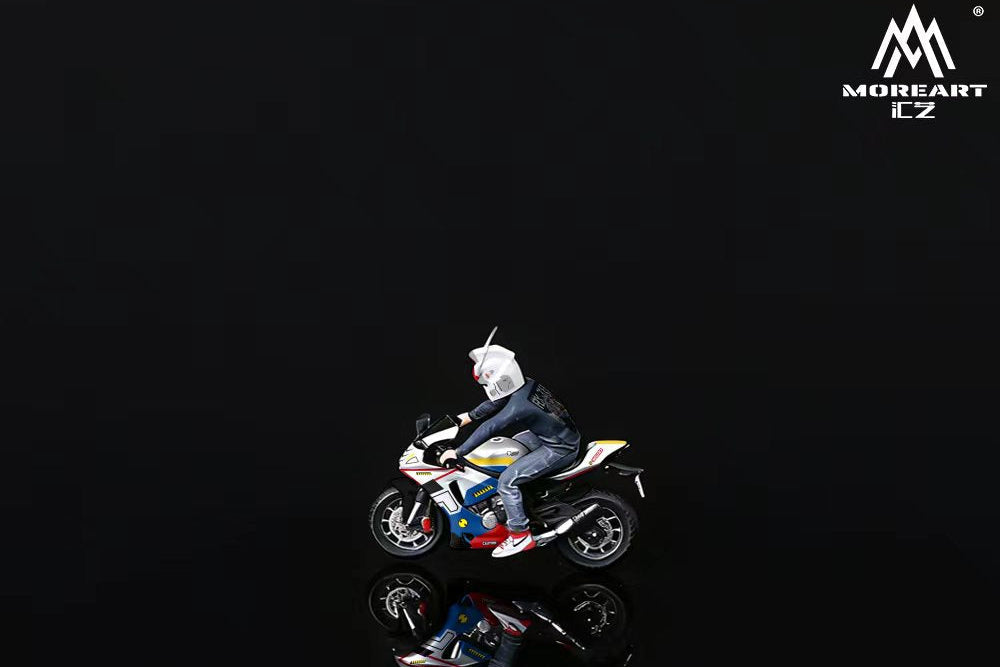 MOREART 1:64 YAMAHA YZF-R1 GUNDAM DECAL MOTORCYCLE MASKED RIDER DOLL.