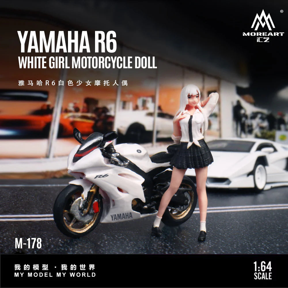 MOREART 1:64 AYAMAHA RGWHITE GIRL MOTORCYCLE DOLL