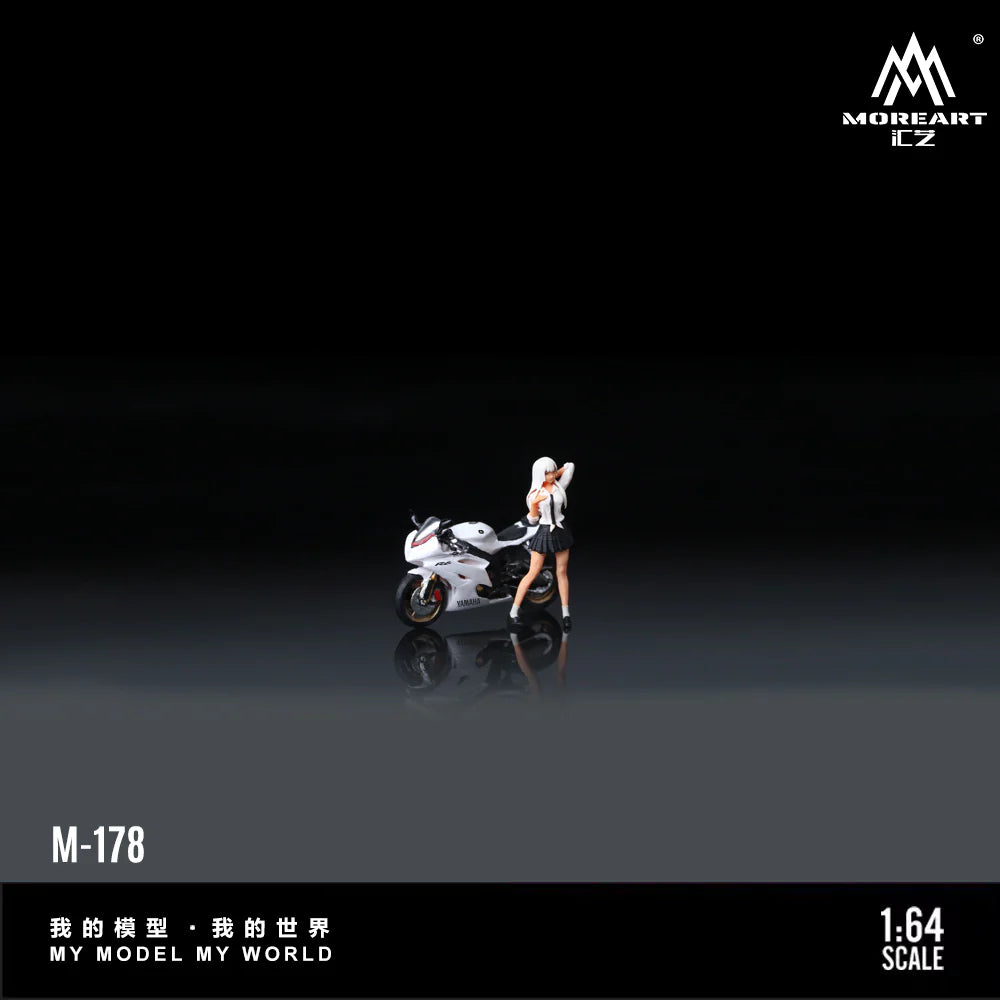 MOREART 1:64 AYAMAHA RGWHITE GIRL MOTORCYCLE DOLL