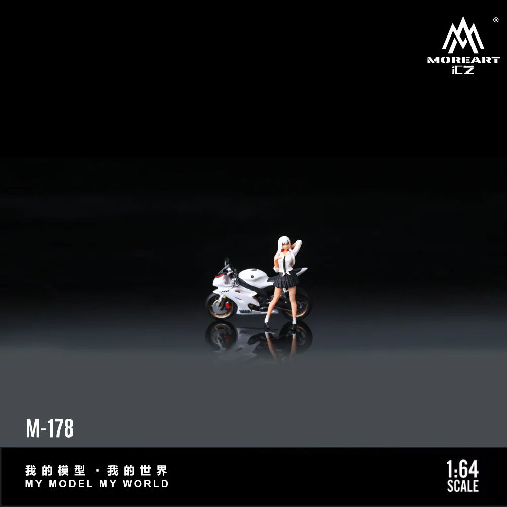 MOREART 1:64 AYAMAHA RGWHITE GIRL MOTORCYCLE DOLL