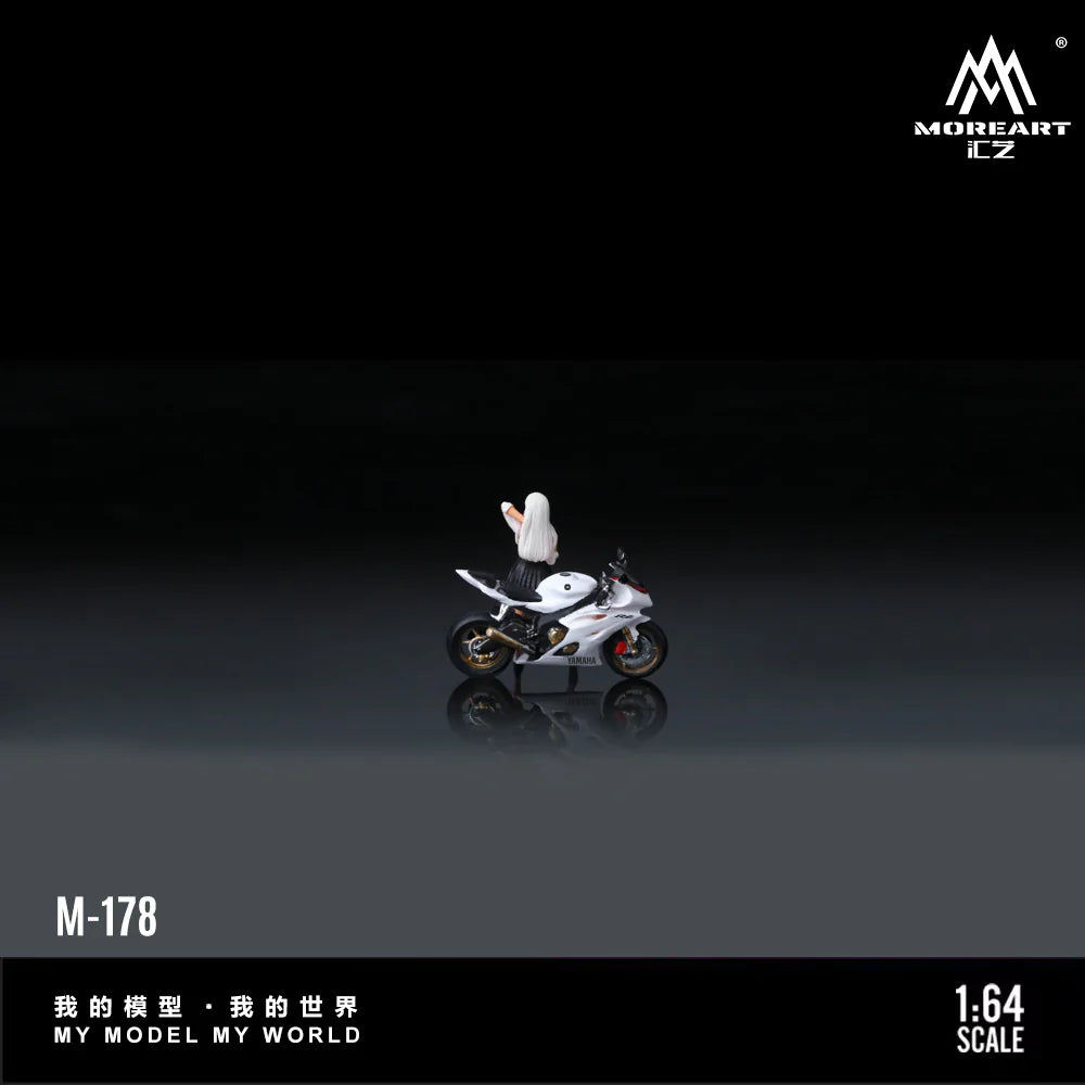 MOREART 1:64 AYAMAHA RGWHITE GIRL MOTORCYCLE DOLL