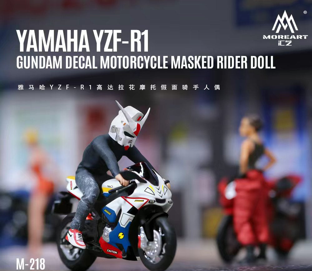 MOREART 1:64 YAMAHA YZF-R1 GUNDAM DECAL MOTORCYCLE MASKED RIDER DOLL.