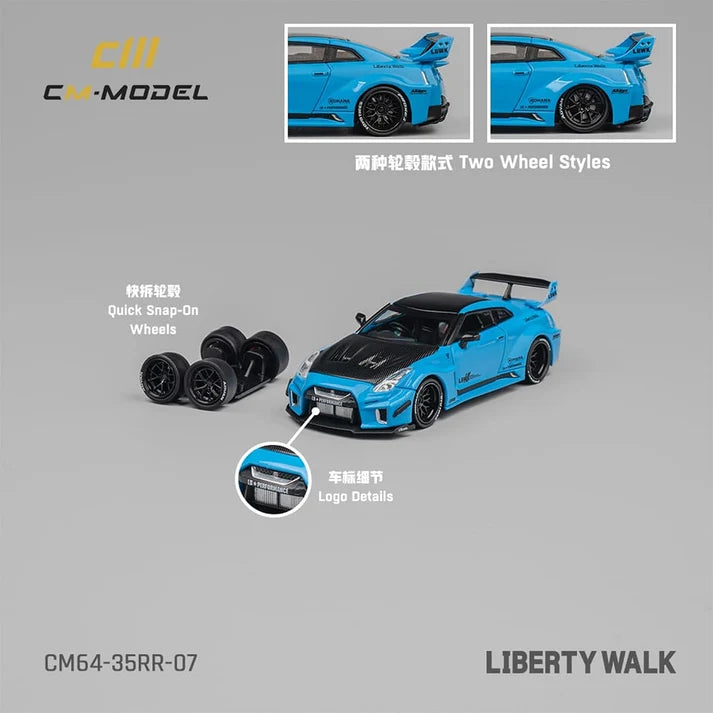 CM Model 1/64 Nissan GT-R R35, Super Silhouette 35GT-RR 3.0 Baby Blue