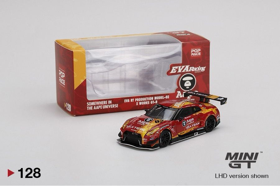 MINI GT x POP RACE EVA RT  X Works GT-R Bathing Aape/Eva Racing #128