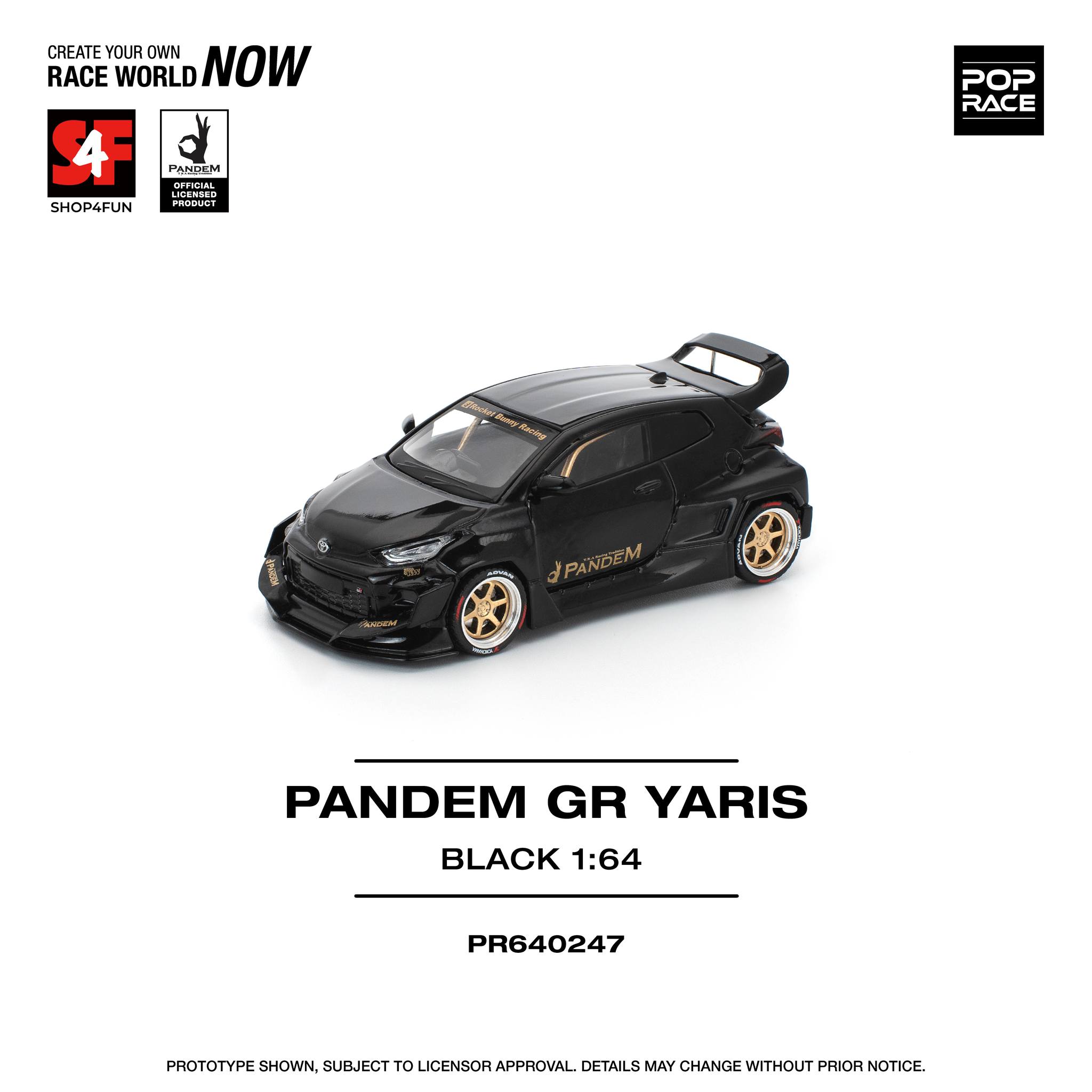 PANDEM GR YARIS BLACK EXCLUSIVO DE FILIPINAS 1/64